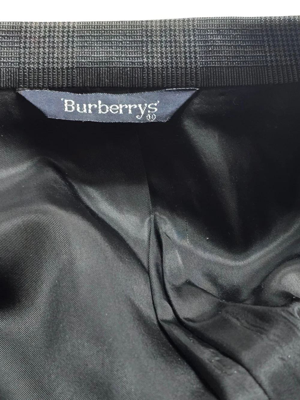 Vintage Burberrys Saks Fifth Ave Wool Blazer 44R Blue Gray Glen Plaid